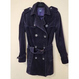 Gap Corduroy Trench Coat Small Deep Purple Vintage Y2K Academia Indie‎ Classic